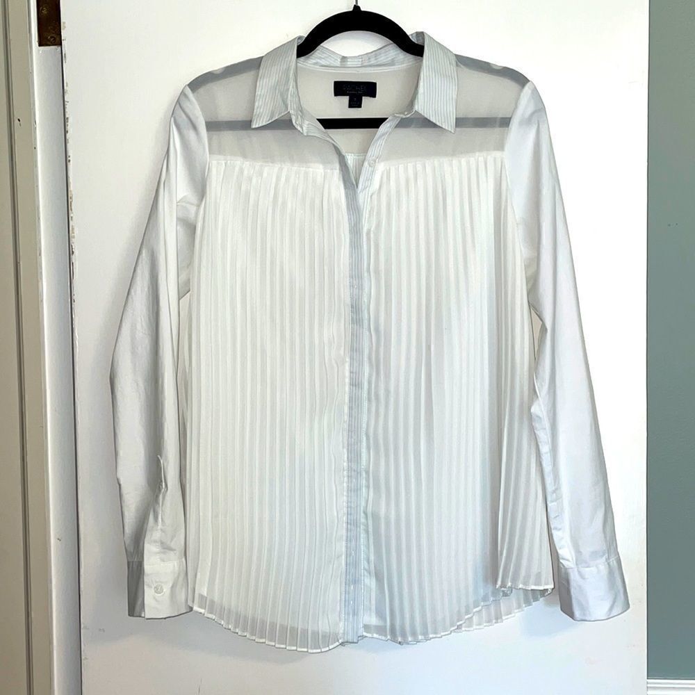 RACHEL Rachel Roy pleated detailed white blouse S